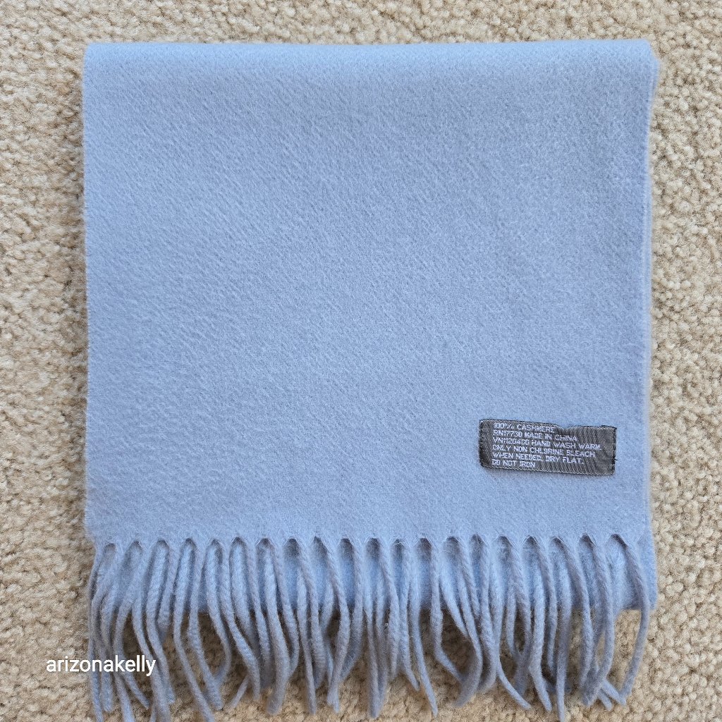 Blue Cashmere Fringe Scarf Sky Blue Baby Blue Pastel